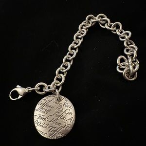 Tiffany & Co Silver Large Notes Circle Fifth Ave Circle Charm Bracelet 7.5"